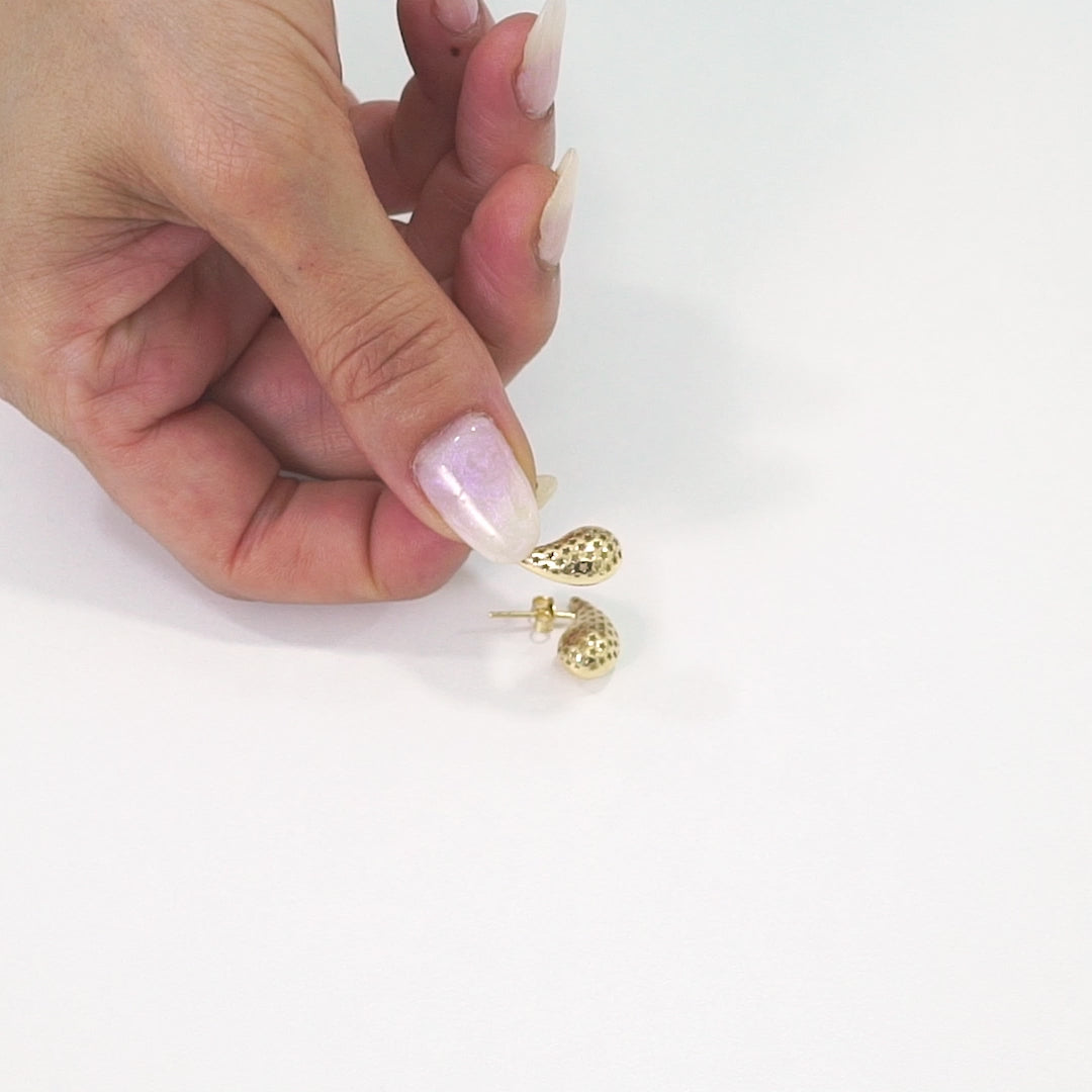 Blob Flatback Earrings 14K Gold