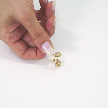 Blob Flatback Earrings 14K Gold