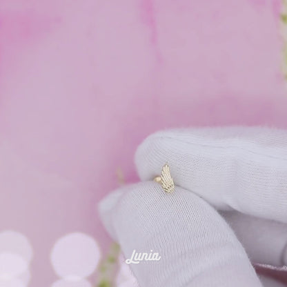 Angel Wing Flatback Ear Piercing 14K Gold