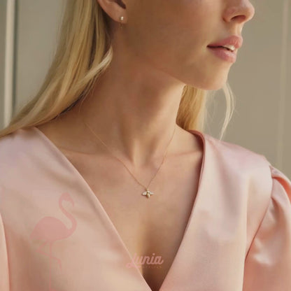 Bee Stone Wing Pendant Necklace 14K Gold / Silver