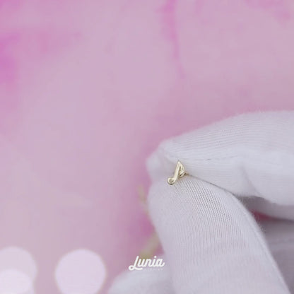 Music Note Flatback Ear Piercing 14K Gold