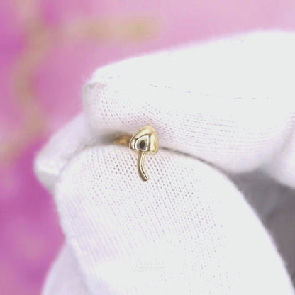 Mushroom Flatback Ear Piercing 14K Gold