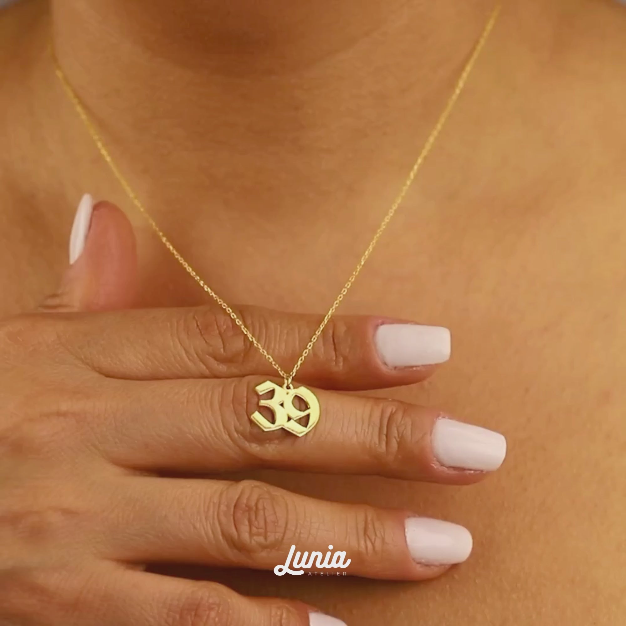 Custom Number Personalized Double Digit Necklace 14K Gold