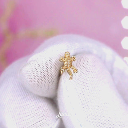 Lizard Flatback Ear Piercing 14K Gold