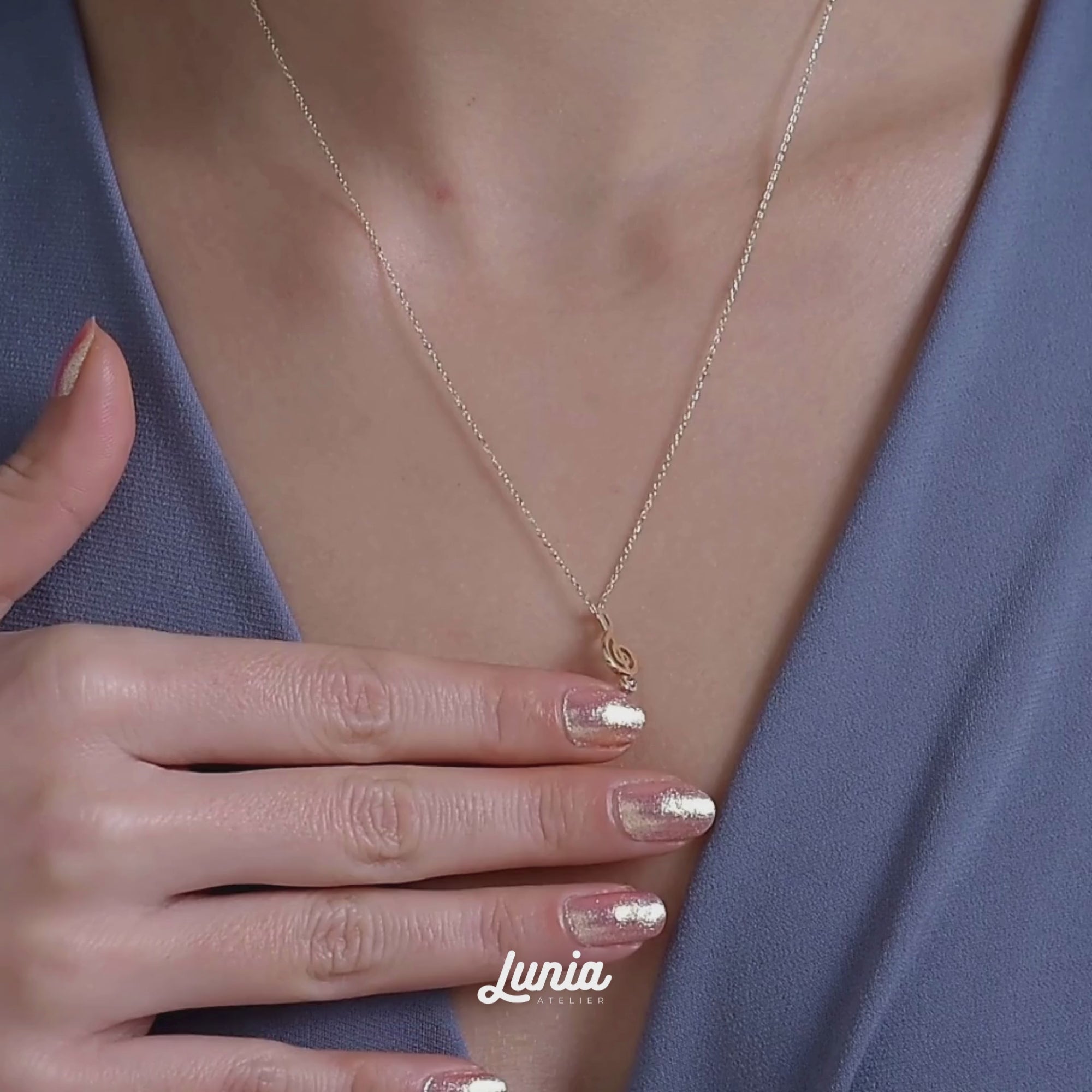 Treble Clef Necklace Diamond 14K Gold / Silver