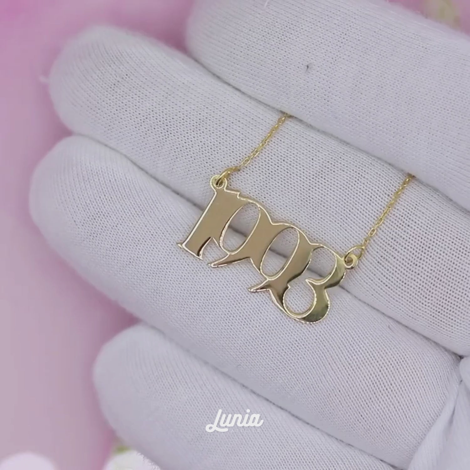 Memorable Year Custom Personalized Date Necklace 14K Gold