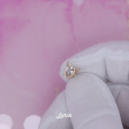 Stony Bull Flatback Ear Piercing 14K Gold with CZ Stone
