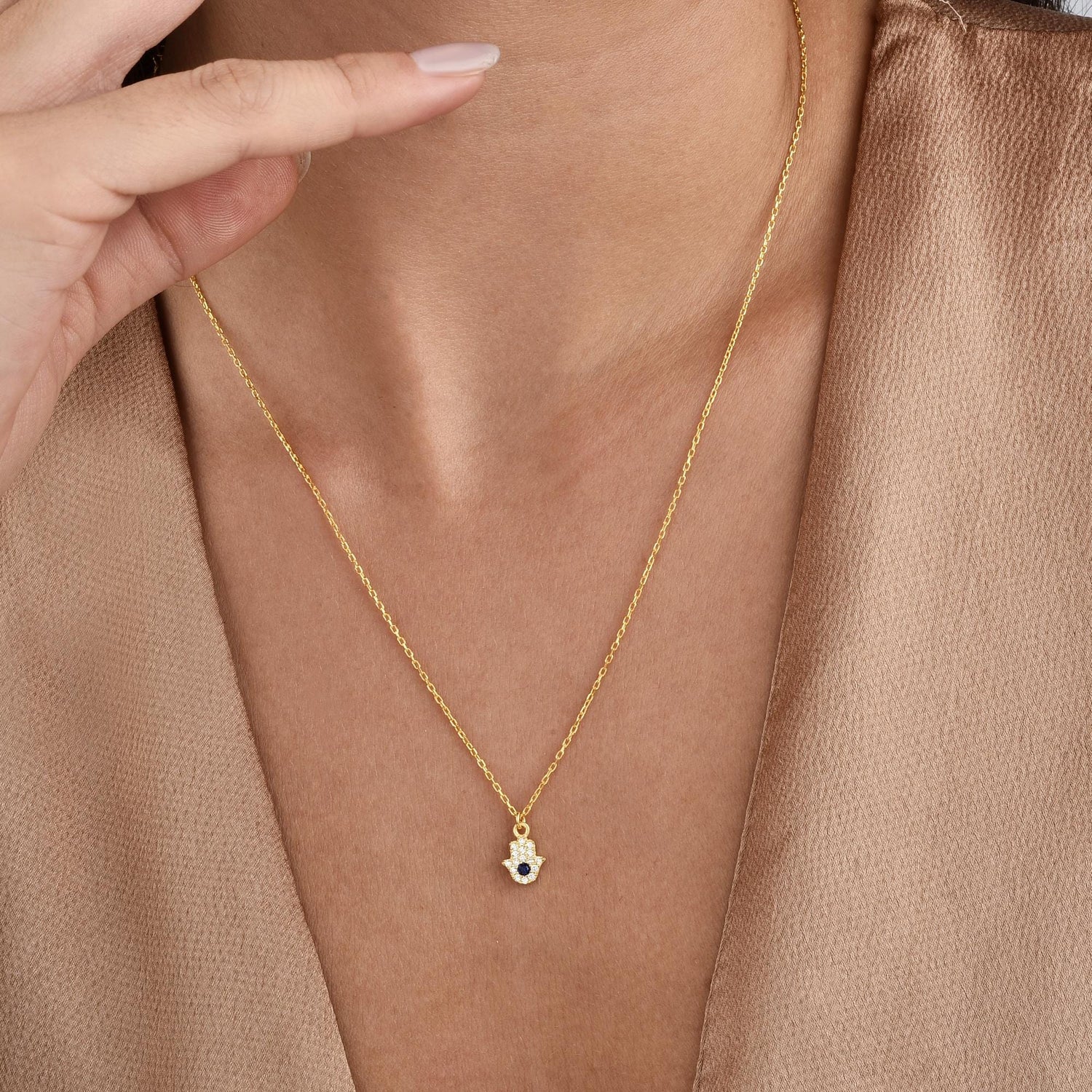 Hamsa Gaze Diamond Necklace