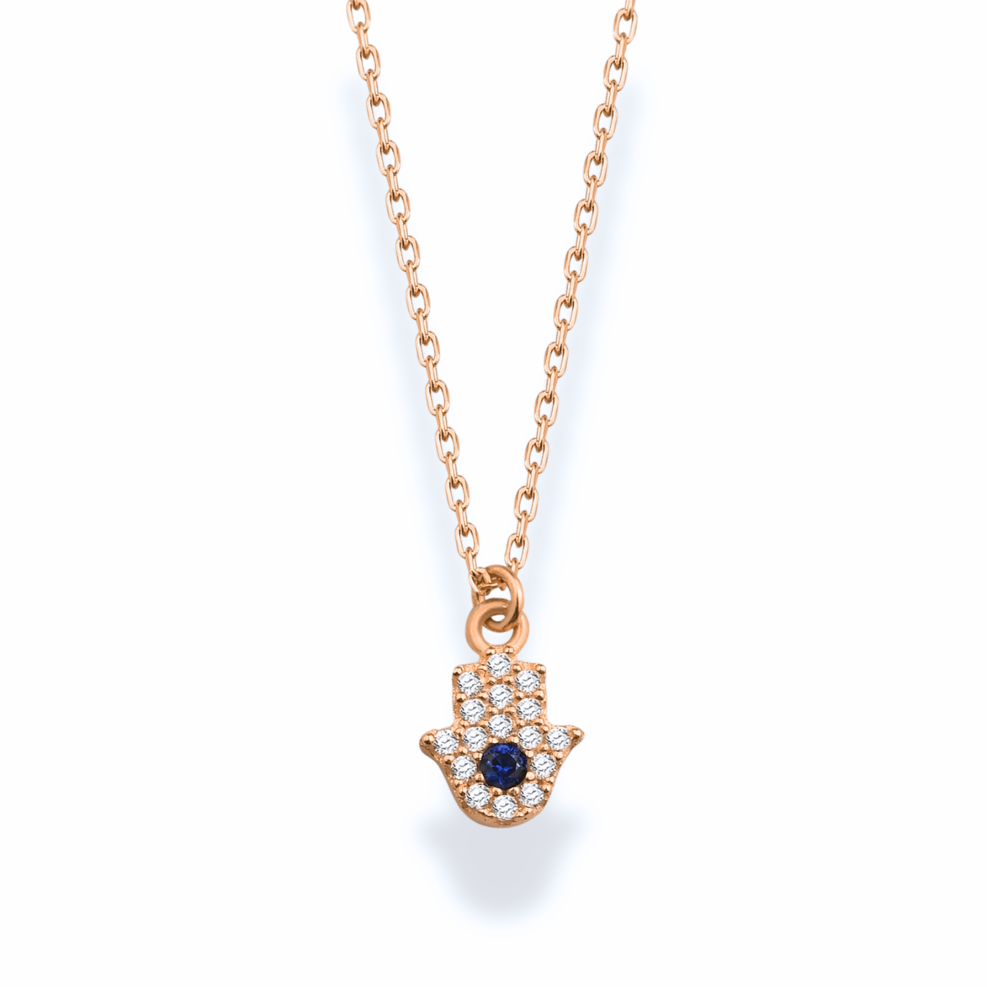 Protective Eye Hamsa Diamond Necklace 14K Gold