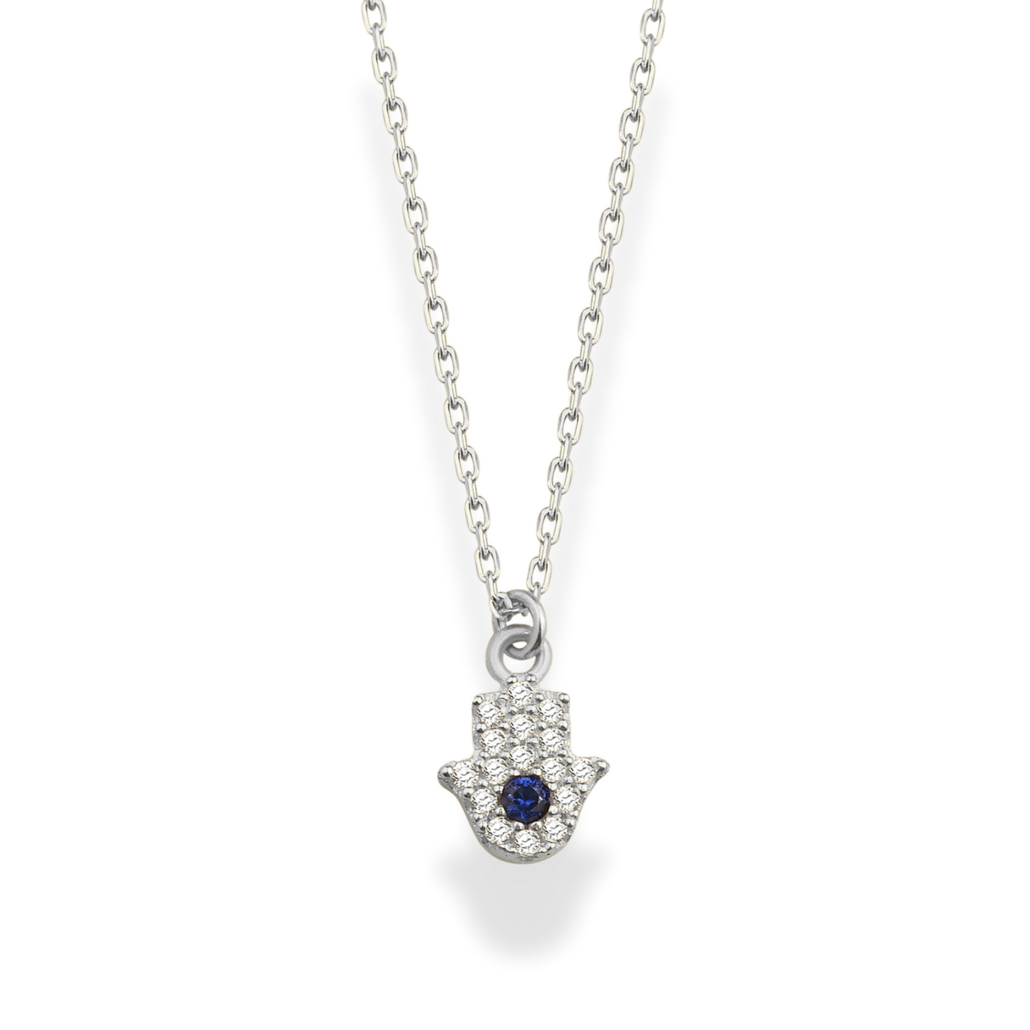 Protective Eye Hamsa Diamond Necklace 14K Gold