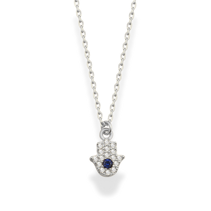 Protective Eye Hamsa Diamond Necklace 14K Gold