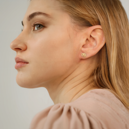 Festive Pumpkin Halloween Earrings in 14K Gold – Nickel Free Seasonal Jewelry