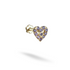 Purple Heart Flatback Ear Piercing 14K Gold with CZ Stone