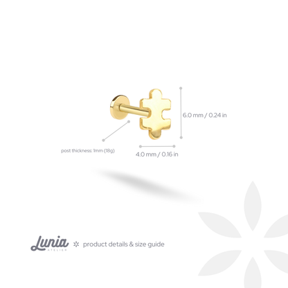 Puzzle Flatback Ear Piercing 14K Gold