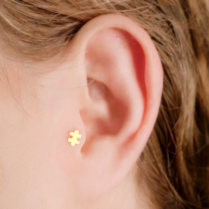 14K Gold Flatback Ear Piercing – Puzzle Design