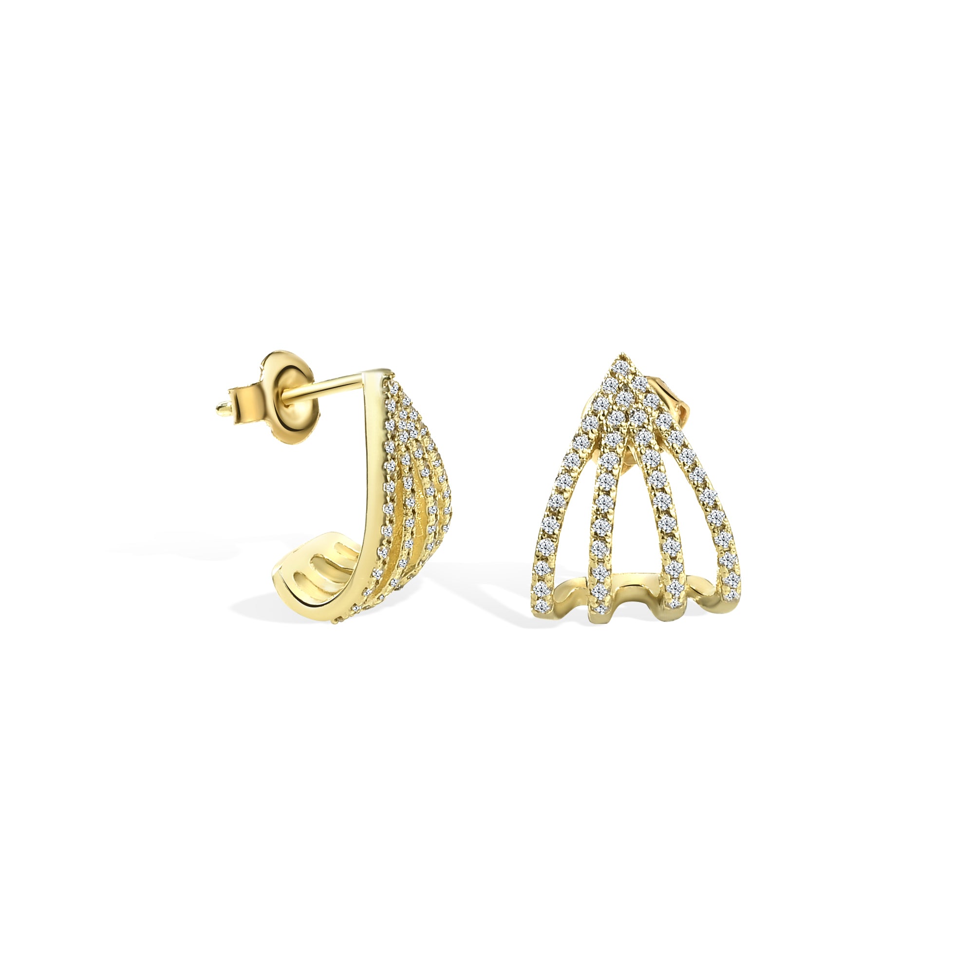 Quadruple Diamond Earrings 14K Gold