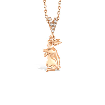 Rabbit Diamond Necklace 14K Gold