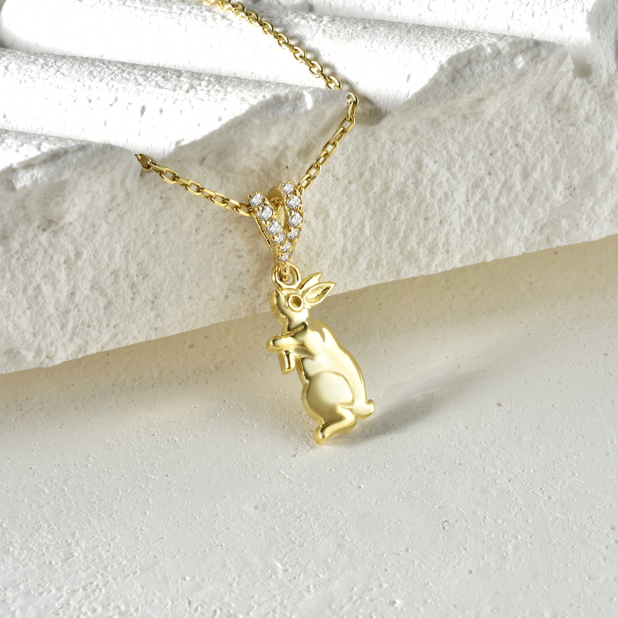 Rabbit Diamond Necklace 14K Gold