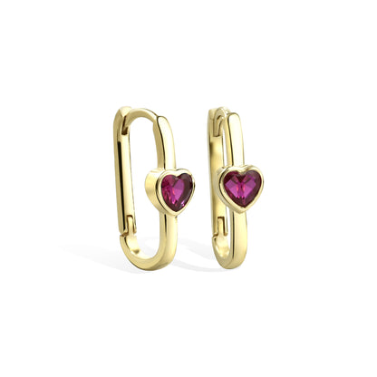 Pink Heart Rectangle Earrings