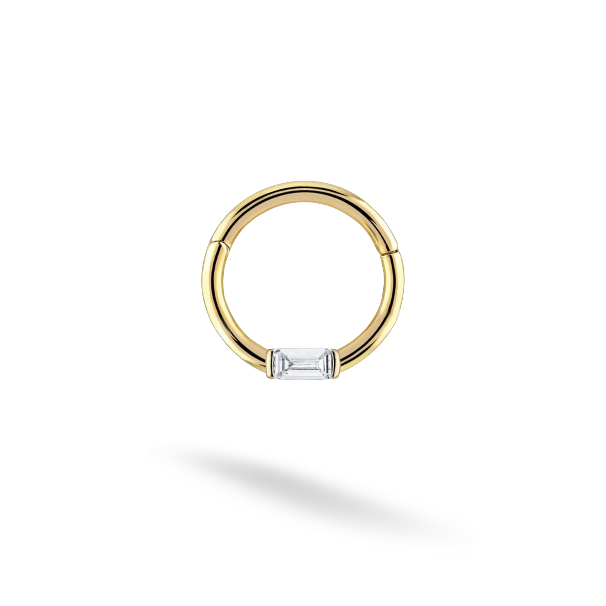 Diamond-Style Rectangular Hoop Ear Piercing in 14K Gold