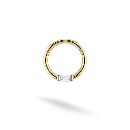 Diamond-Style Rectangular Hoop Ear Piercing in 14K Gold