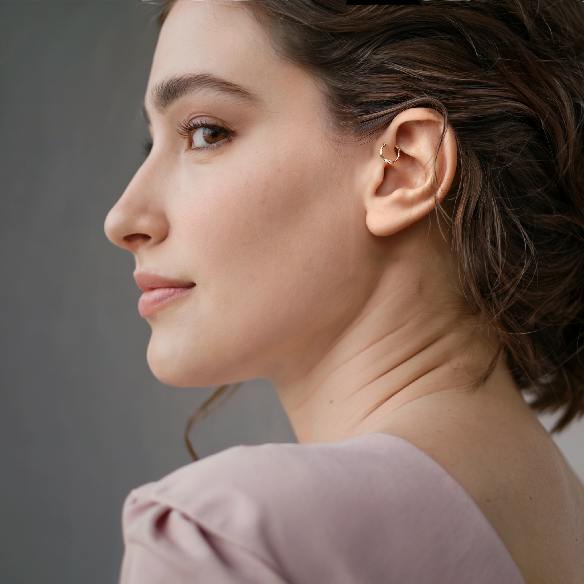 Rectangles Hoop Ear Piercing 14K Gold / Silver