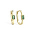 Rectangular Green Hoops Earrings 14K Gold