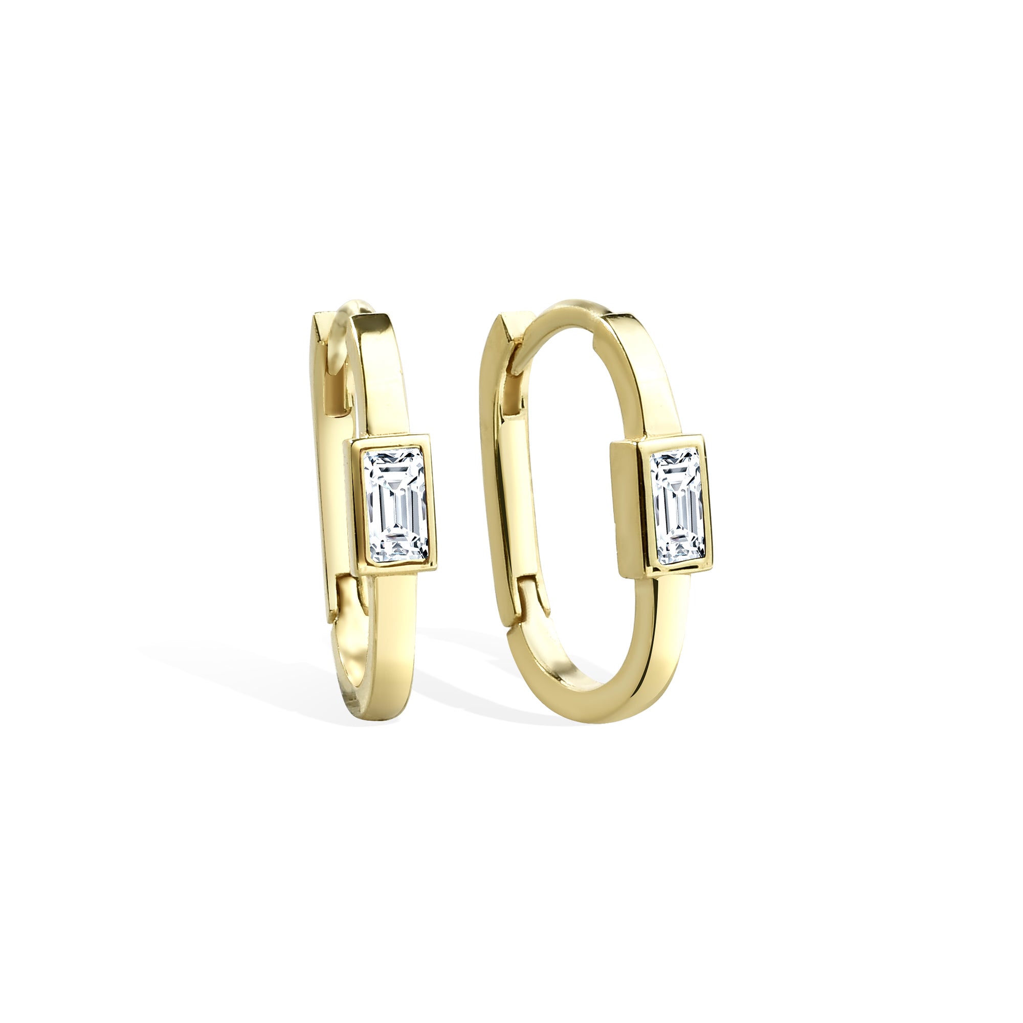 Rectangular Hoops Earrings 14K Gold