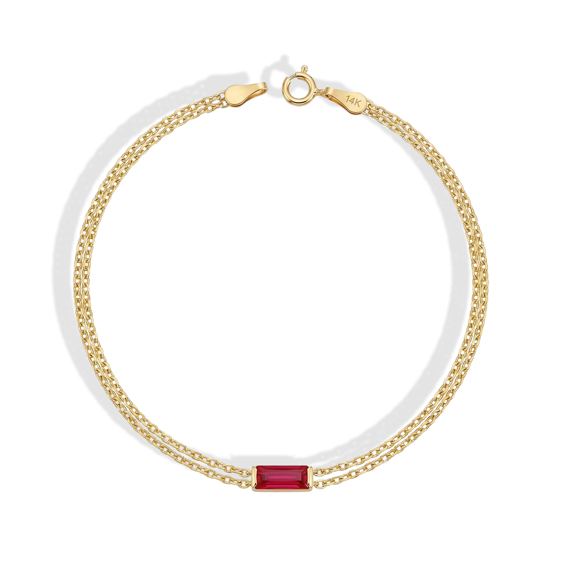 Rectangular Luck Birthstone Custom Bracelet 14K Gold / Silver