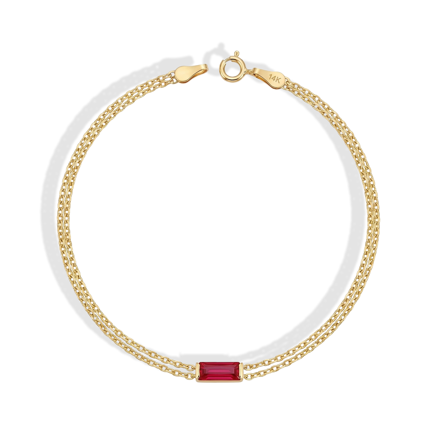 Rectangular Luck Birthstone Custom Bracelet 14K Gold / Silver