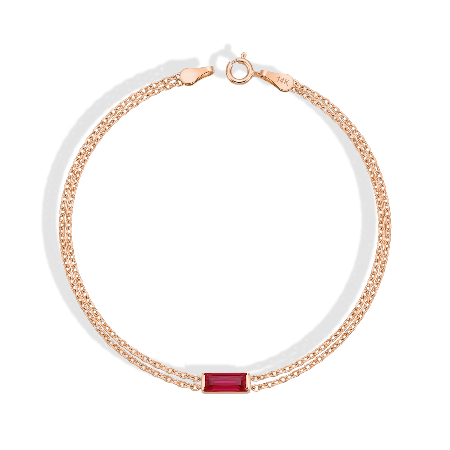 Rectangular Luck Birthstone Custom Bracelet 14K Gold / Silver