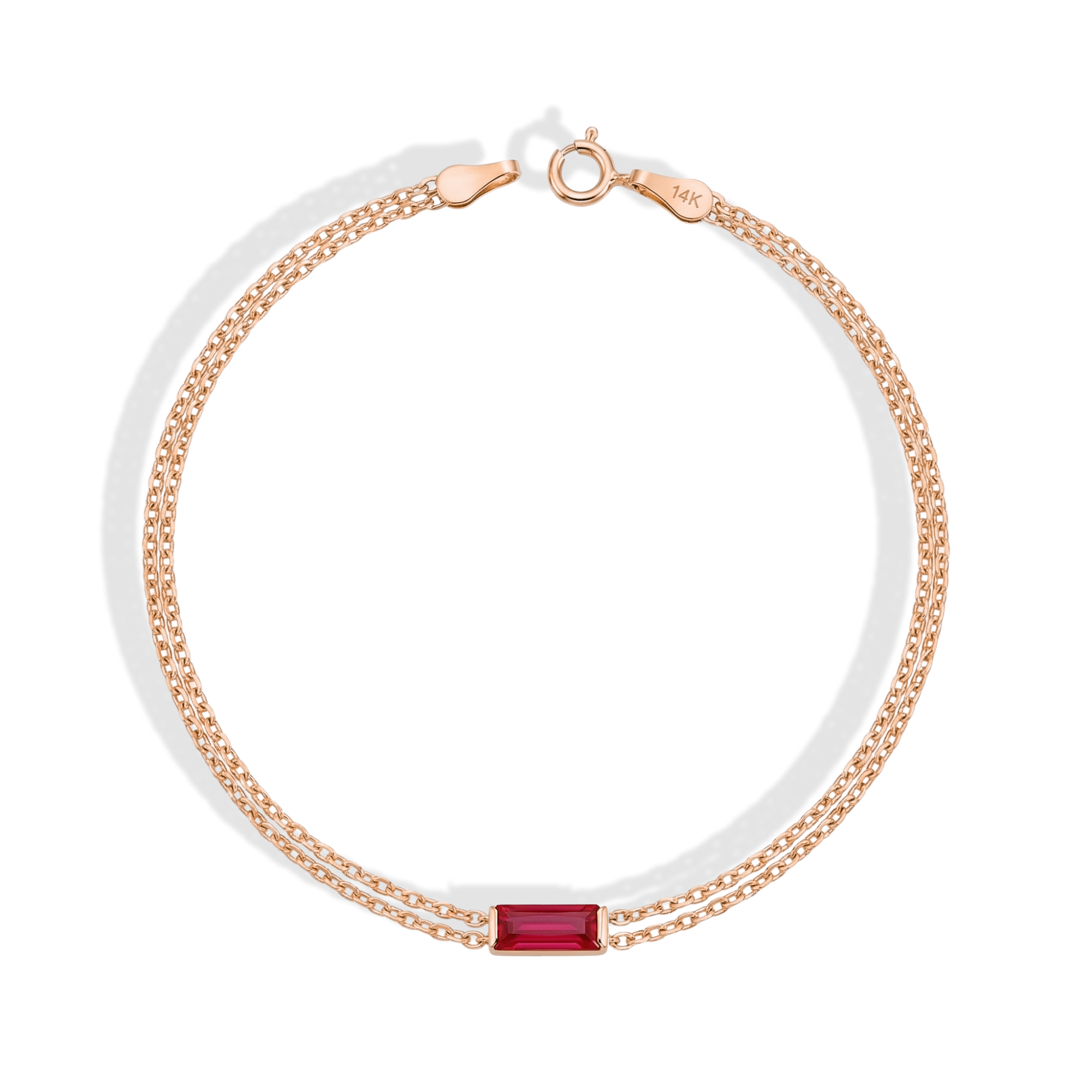Rectangular Luck Birthstone Custom Bracelet 14K Gold / Silver