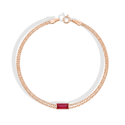 Rectangular Luck Birthstone Custom Bracelet 14K Gold / Silver