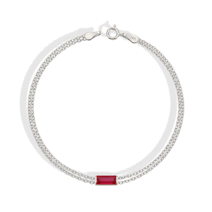 Rectangular Luck Birthstone Custom Bracelet 14K Gold / Silver