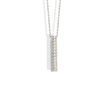 Rectangular Stone Row Diamond Necklace 14K Gold / Silver
