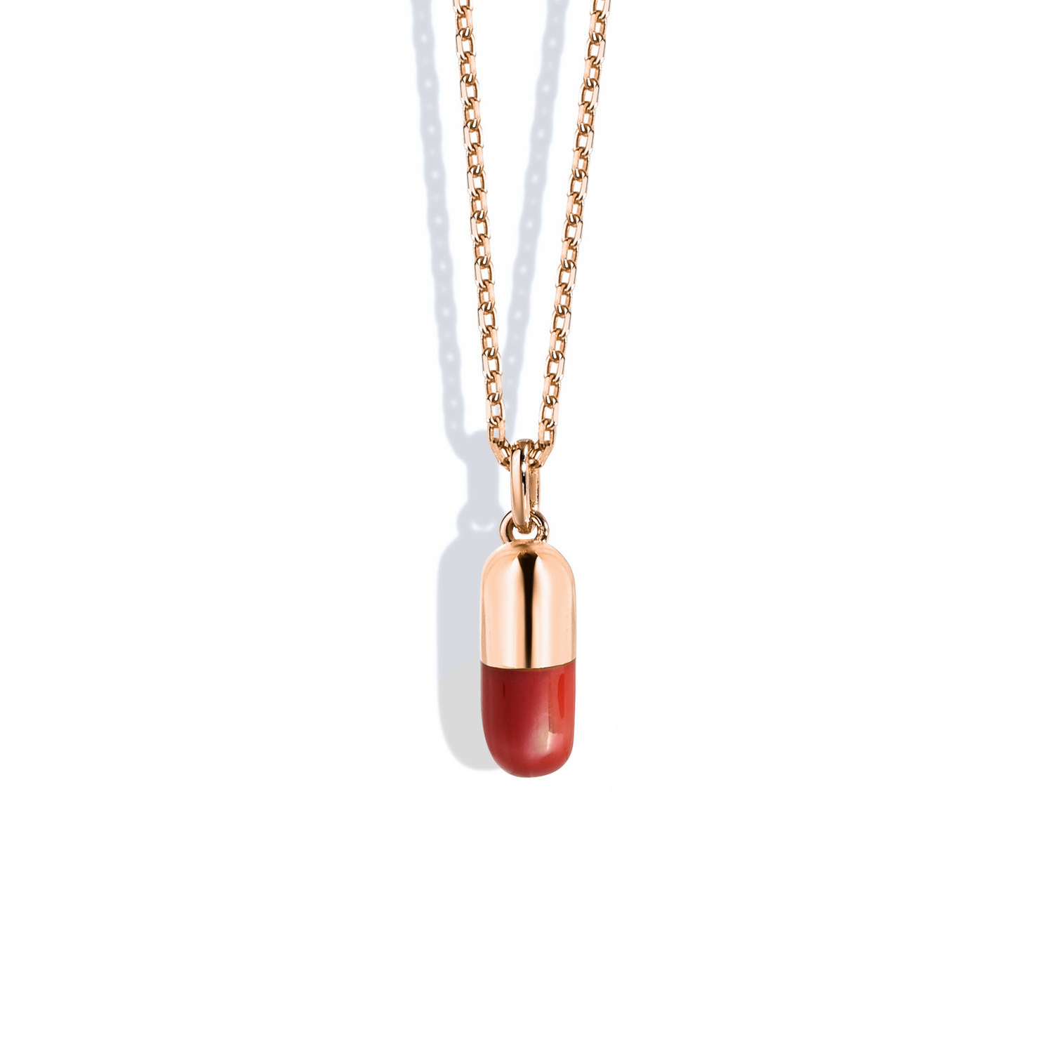 Red Charm Capsule Necklace 14K Gold