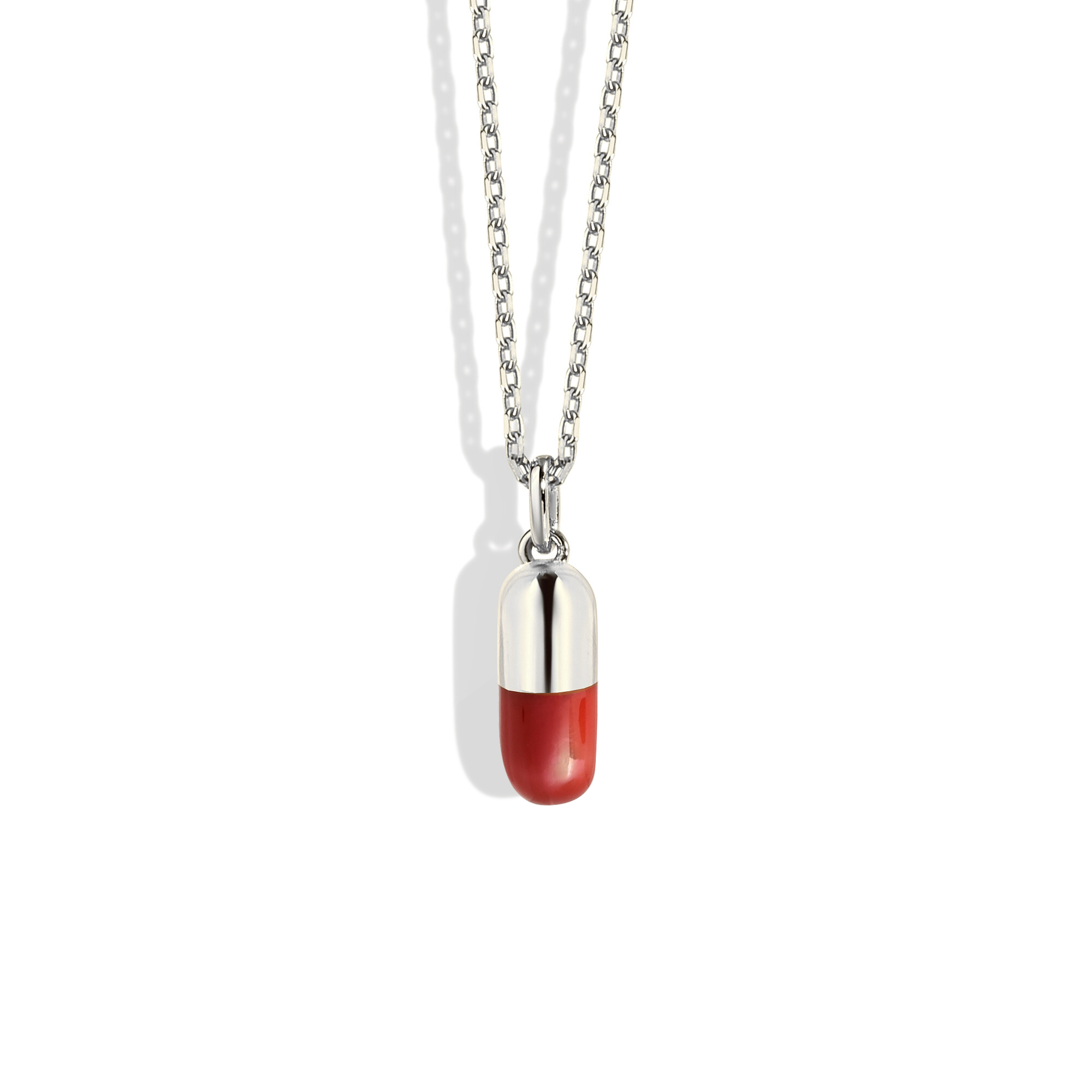 Red Charm Capsule Necklace 14K Gold