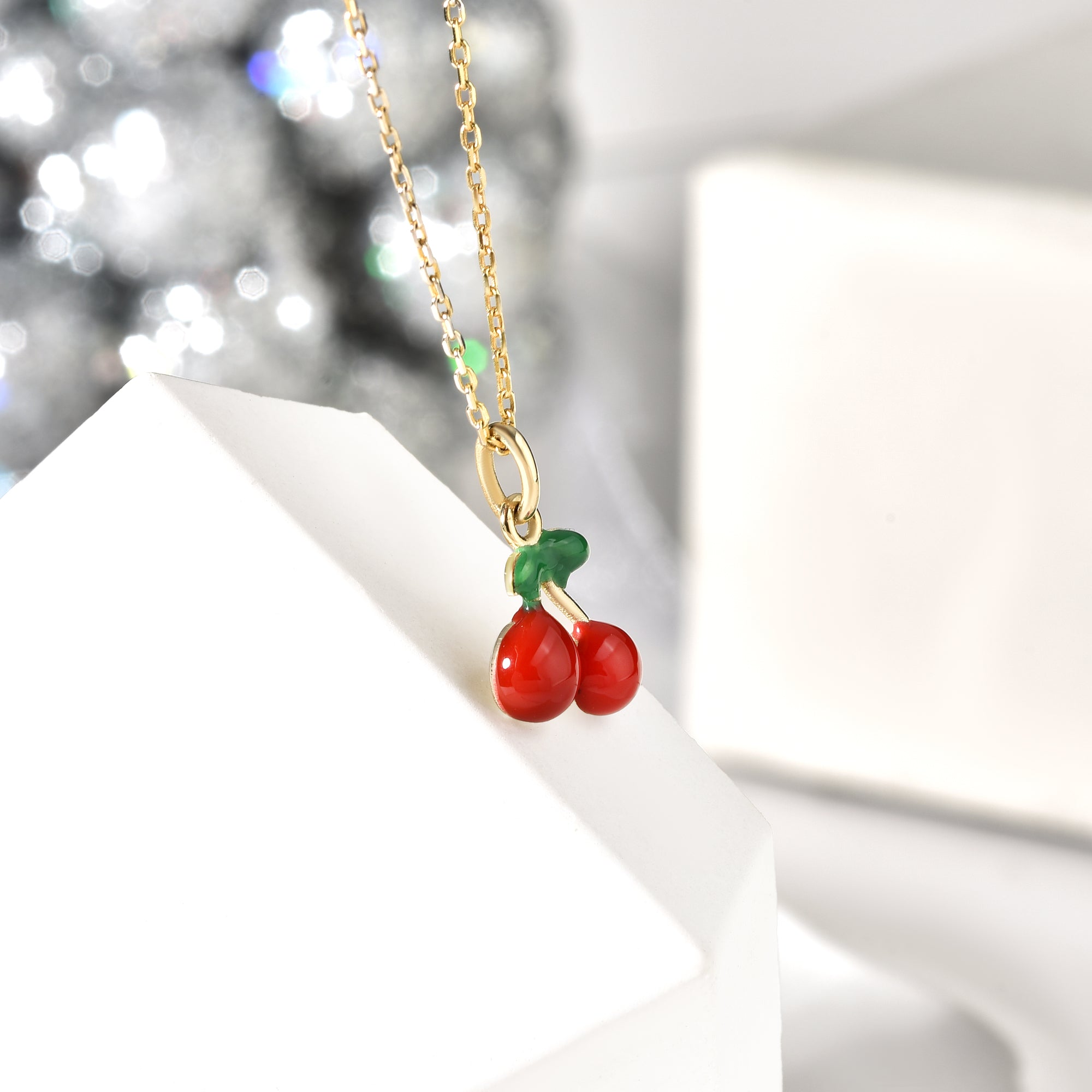 Red Cherry Necklace 14K Gold