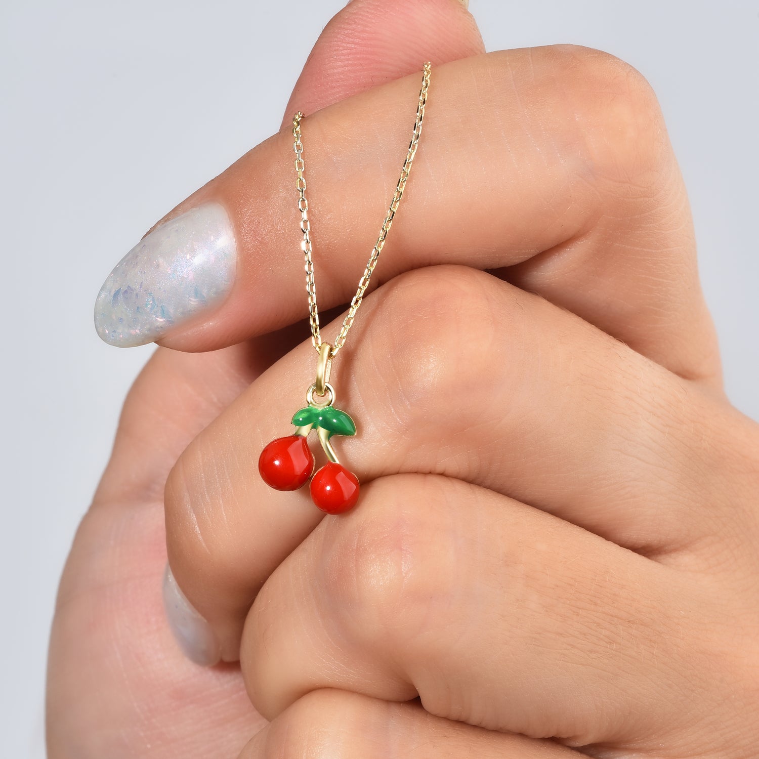 Red Cherry Necklace 14K Gold