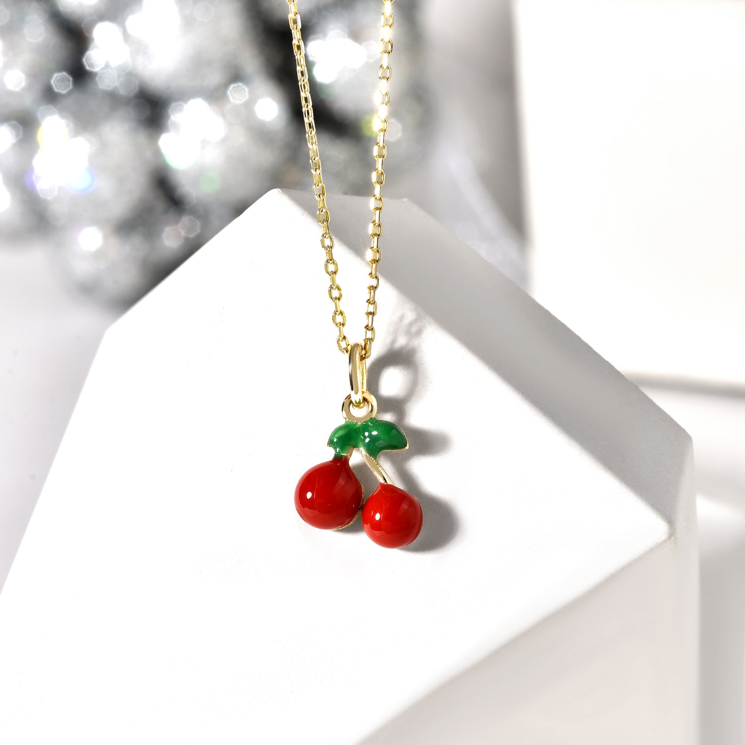 Red Cherry Necklace 14K Gold