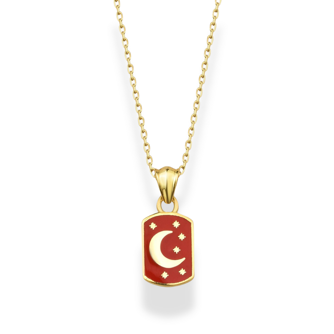 Red Moon Necklace 14K Gold