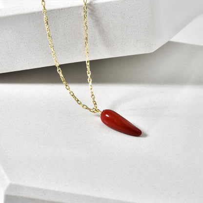 Red Pepper Design Necklace 14k Gold