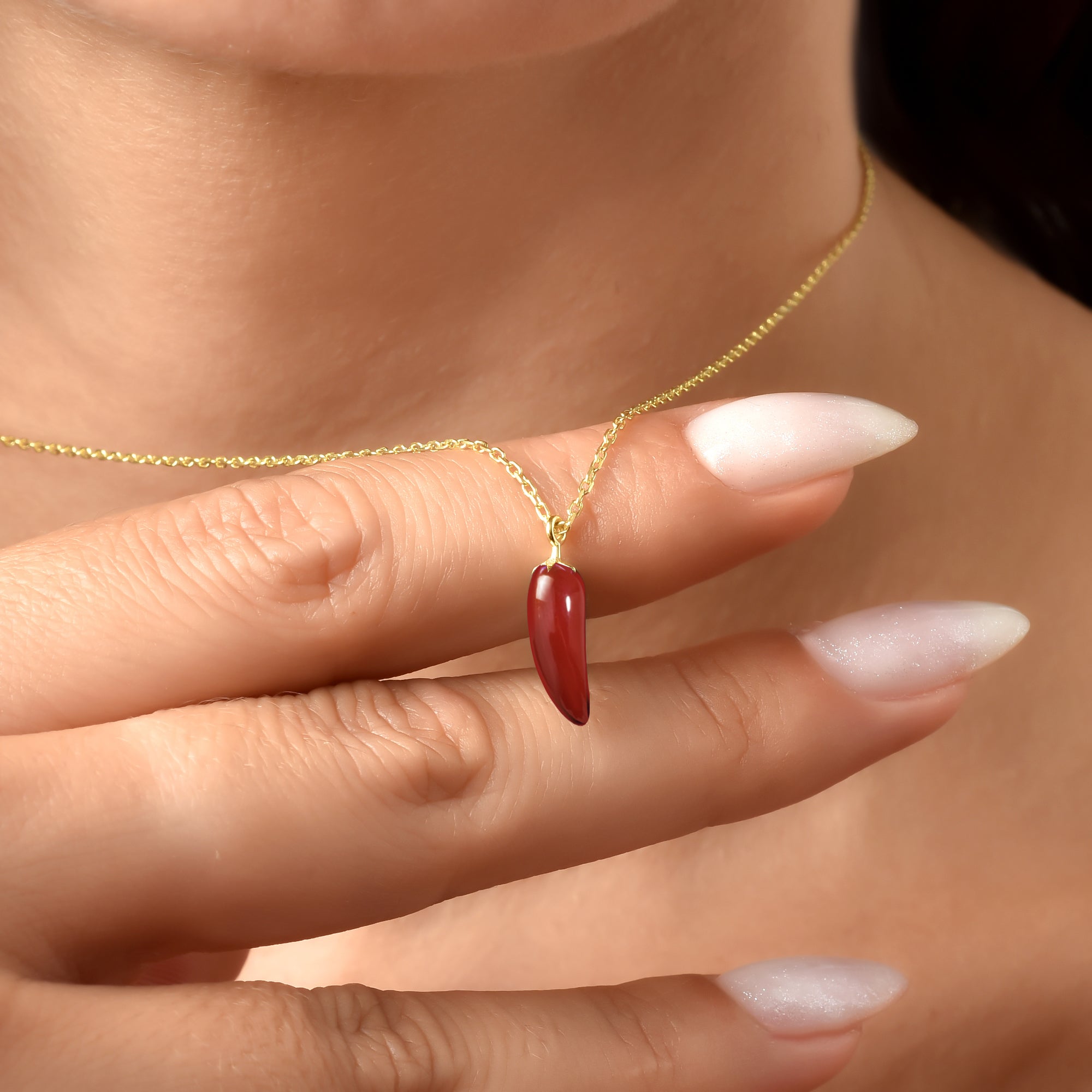 Red Pepper Design Necklace 14k Gold