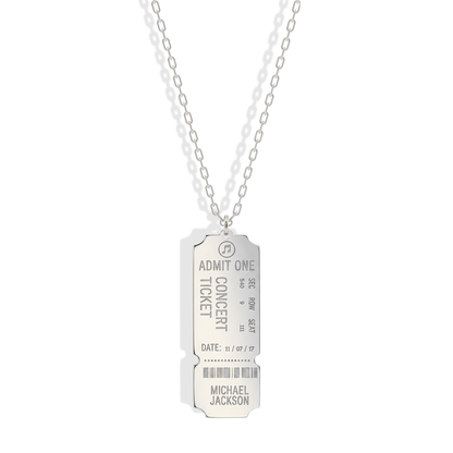 Retro Ticket Pendant Custom Necklace 14K Gold / Silver