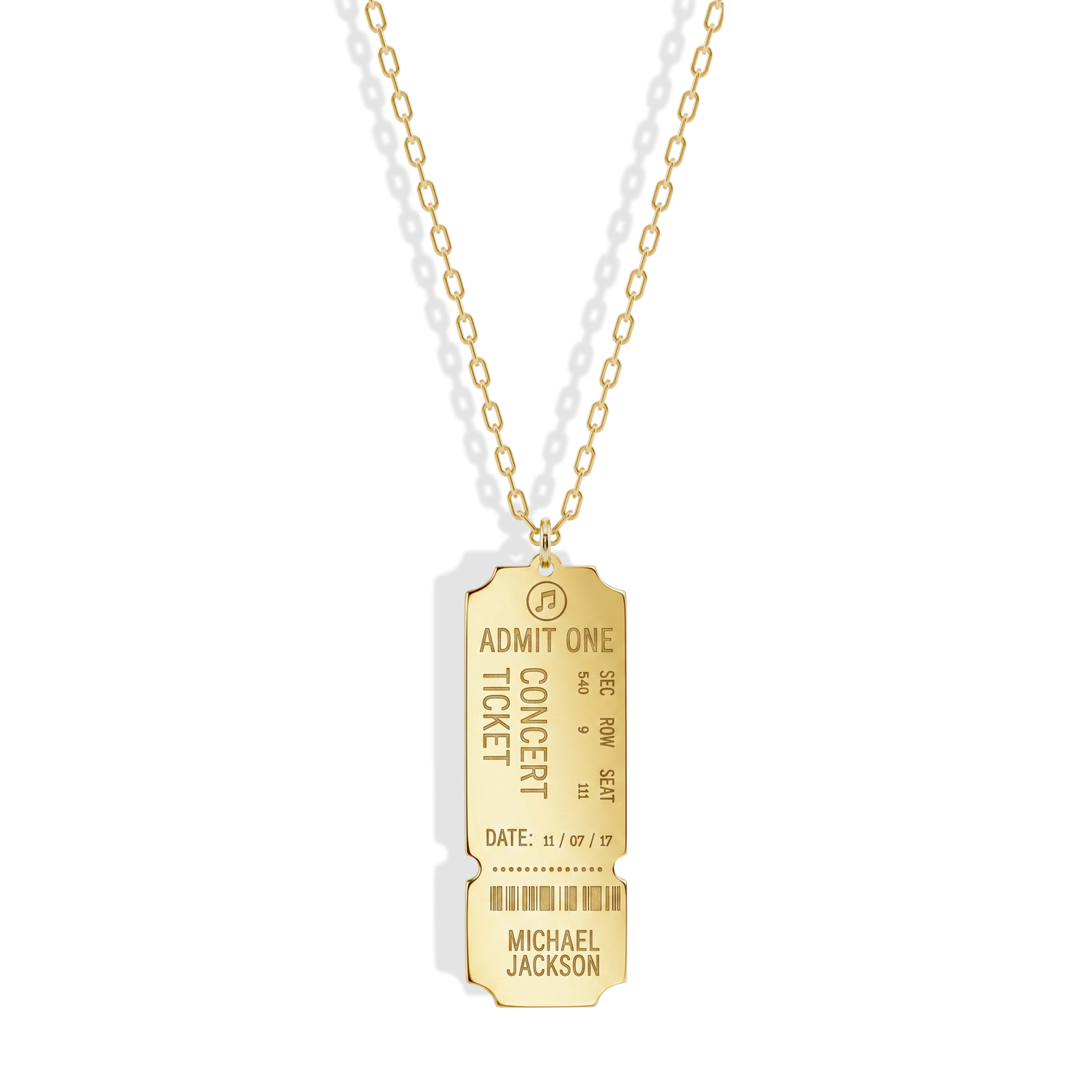 Retro Ticket Pendant Custom Necklace 14K Gold / Silver
