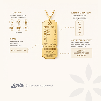 Retro Ticket Pendant Custom Necklace 14K Gold / Silver