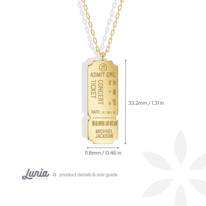 Retro Ticket Pendant Custom Necklace 14K Gold / Silver