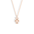 Little robot charm rendered in 14K rose gold, blush metal around the centre stone