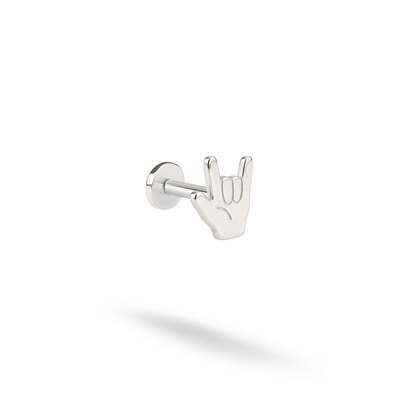 Rock On Hand Flatback Ear Piercing 14K Gold / Silver