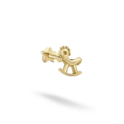 Rocker Horse Flatback Ear Piercing 14K Gold